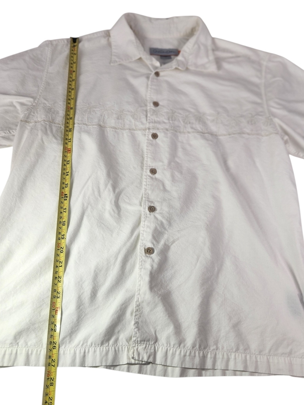 Quiksilver Edition White Resort Shirt Men's Large Palm Tree Embroidered Aloha - Picture 13 of 13